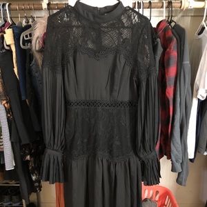 Unique Nasty Gal Tiered Black Dress with Lace